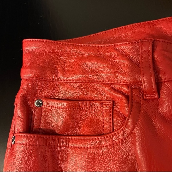 Guess faux leather vegan casual chino pant, red, sz 8, stretchy, NWOT - Picture 6 of 16